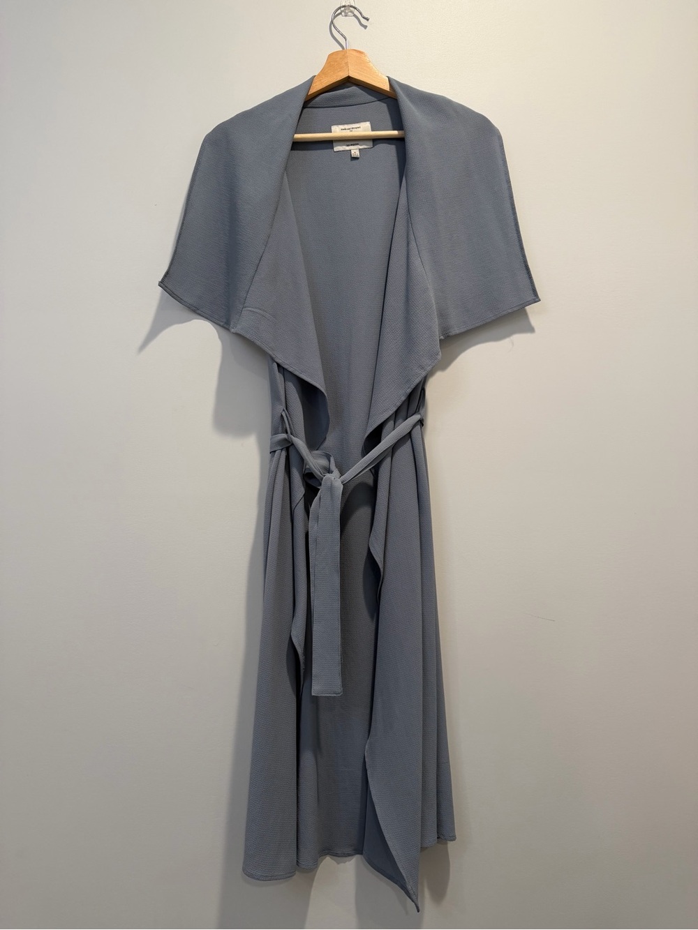 iris Light Slate Blue Draped Open Front Vest